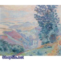 Tranh sơn dầu vùng núi cao nguyên phủ sương